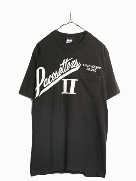 90s USA製 企業 プリント ポケット付き 半袖 Tシャツ メンズ L 90年代 オールド 企業物 当時物 ポケT ヘビーウェイト シングルステッチ 黒