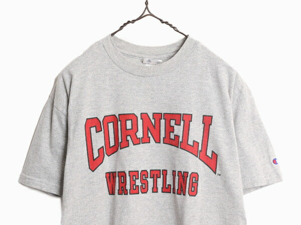 90s チャンピオン 2段 カレッジ プリント Tシャツ メンズ L / 90年代 オールド Champion 半袖Tシャツ ヘビーウェイト 霜降り 灰 メキシコ製
