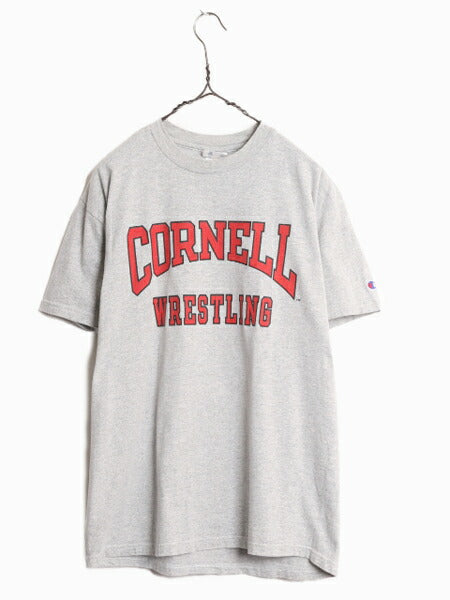 90s チャンピオン 2段 カレッジ プリント Tシャツ メンズ L / 90年代 オールド Champion 半袖Tシャツ ヘビーウェイト 霜降り 灰 メキシコ製