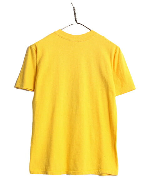 80s USA製 キャラクター メッセージ イラスト プリント Tシャツ メンズ M 古着 80年代 ヴィンテージ ジョーク シングルステッチ グアム 黄