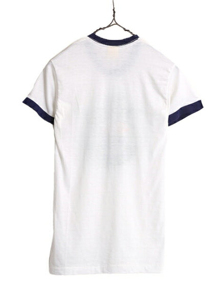 70s 80s USA製 企業 イラスト プリント リンガー Tシャツ メンズ レディース S / 70年代 80年代 ヴィンテージ 当時物 シングルステッチ 白