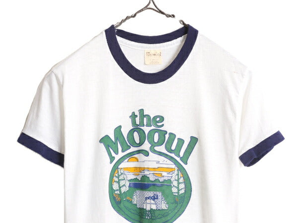 70s 80s USA製 企業 イラスト プリント リンガー Tシャツ メンズ レディース S / 70年代 80年代 ヴィンテージ 当時物 シングルステッチ 白