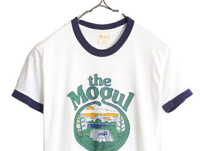 70s 80s USA製 企業 イラスト プリント リンガー Tシャツ メンズ レディース S / 70年代 80年代 ヴィンテージ 当時物 シングルステッチ 白