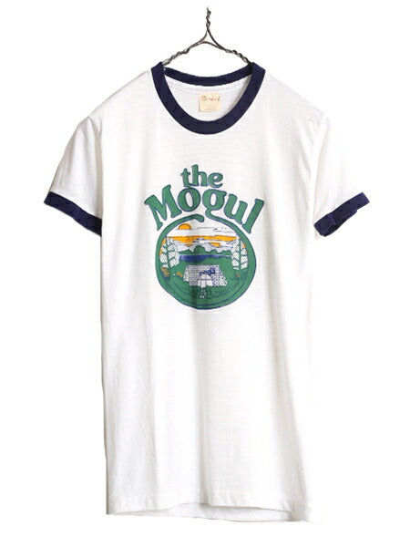 70s 80s USA製 企業 イラスト プリント リンガー Tシャツ メンズ レディース S / 70年代 80年代 ヴィンテージ 当時物 シングルステッチ 白