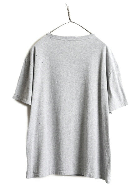 ■ ポロ ラルフローレン 星条旗 Pロゴ ワッペン 刺繍 半袖 Tシャツ メンズ XL 古着 POLO フラッグ ロゴ クルーネック シングルステッチ 灰