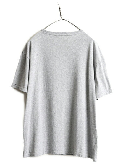 ■ ポロ ラルフローレン 星条旗 Pロゴ ワッペン 刺繍 半袖 Tシャツ メンズ XL 古着 POLO フラッグ ロゴ クルーネック シングルステッチ 灰