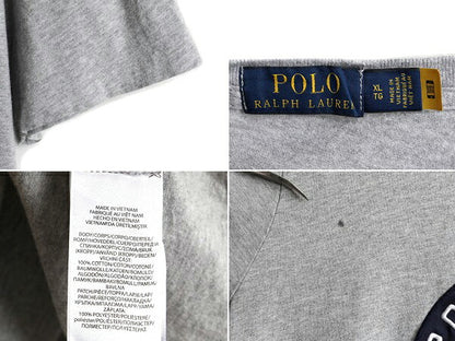 ■ ポロ ラルフローレン 星条旗 Pロゴ ワッペン 刺繍 半袖 Tシャツ メンズ XL 古着 POLO フラッグ ロゴ クルーネック シングルステッチ 灰