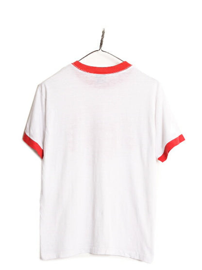 80s USA製 企業 ロゴ プリント リンガー Tシャツ メンズ L 小さめ M 程/ 80年代 ヴィンテージ 半袖Tシャツ 当時物 企業物 シングルステッチ