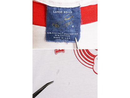 80s USA製 企業 ロゴ プリント リンガー Tシャツ メンズ L 小さめ M 程/ 80年代 ヴィンテージ 半袖Tシャツ 当時物 企業物 シングルステッチ