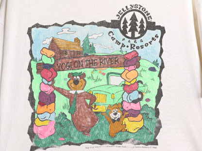 90s 00s ヨギベア キャラクター イラスト プリント Tシャツ メンズ XXL 古着 オールド オフィシャル アニマル アニメ 白 大きいサイズ 2XL