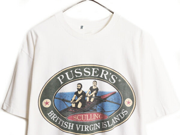 90s USA製 ローイング ボート アート イラスト プリント Tシャツ メンズ XL / 90年代 オールド スポーツ シングルステッチ 大きいサイズ 白