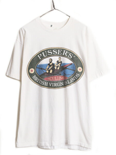 90s USA製 ローイング ボート アート イラスト プリント Tシャツ メンズ XL / 90年代 オールド スポーツ シングルステッチ 大きいサイズ 白
