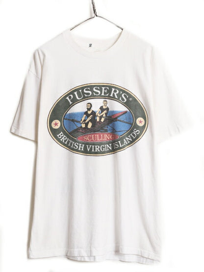90s USA製 ローイング ボート アート イラスト プリント Tシャツ メンズ XL / 90年代 オールド スポーツ シングルステッチ 大きいサイズ 白