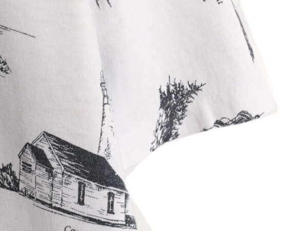 90s USA製 オレゴン 灯台 イラスト オールオーバー プリント Tシャツ メンズ L 古着 90年代 オールド 当時物 アート 総柄 シングルステッチ