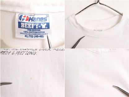 80s USA製 フィッシュ アート イラスト バックプリント Tシャツ メンズ XL / 80年代 ヴィンテージ 魚 グラフィック ポケット付き ポケT 白