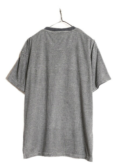 90s ジョセフ アブード ボーダー パイル Tシャツ メンズ L / 90年代 オールド JOSEPH ABBOUD 半袖Tシャツ サーフ タオル生地 起毛 カナダ製