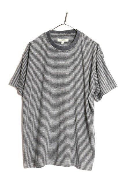 90s ジョセフ アブード ボーダー パイル Tシャツ メンズ L / 90年代 オールド JOSEPH ABBOUD 半袖Tシャツ サーフ タオル生地 起毛 カナダ製