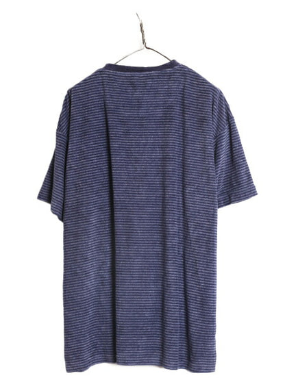 90s ジョセフ アブード ボーダー パイル Tシャツ メンズ XL 90年代 オールド JOSEPH ABBOUD 半袖Tシャツ サーフ タオル生地 起毛 カナダ製
