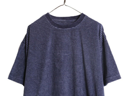 90s ジョセフ アブード ボーダー パイル Tシャツ メンズ XL 90年代 オールド JOSEPH ABBOUD 半袖Tシャツ サーフ タオル生地 起毛 カナダ製