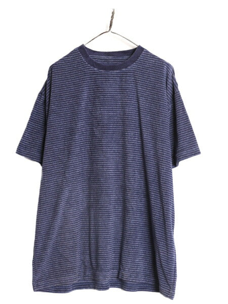 90s ジョセフ アブード ボーダー パイル Tシャツ メンズ XL 90年代 オールド JOSEPH ABBOUD 半袖Tシャツ サーフ タオル生地 起毛 カナダ製
