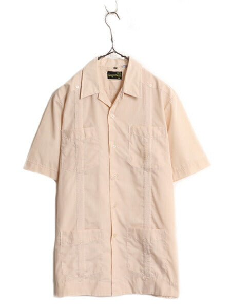 80s 90s GUAYABERA 半袖 キューバ シャツ メンズ M / 80年代 90年代 オールド ヴィンテージ グアヤベーラ メキシカン ボックス 4ポケット