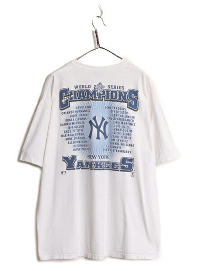 90s USA製 MLB オフィシャル ヤンキース イラスト プリント Tシャツ メンズ XXL / 90年代 オールド 当時物 大リーグ 白 大きいサイズ 2XL
