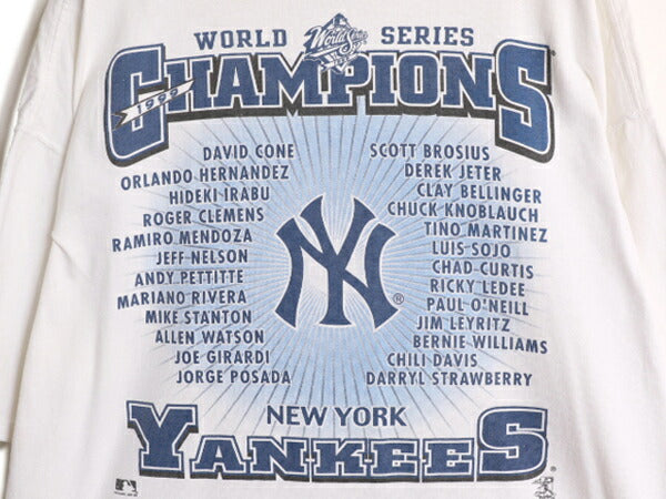 90s USA製 MLB オフィシャル ヤンキース イラスト プリント Tシャツ メンズ XXL / 90年代 オールド 当時物 大リーグ 白 大きいサイズ 2XL