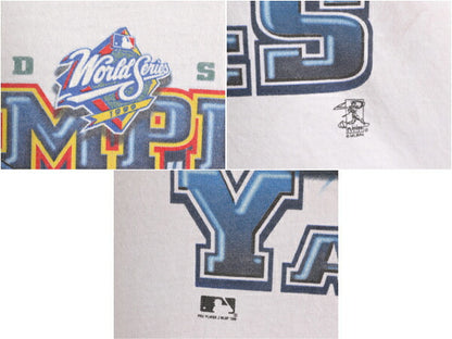90s USA製 MLB オフィシャル ヤンキース イラスト プリント Tシャツ メンズ XXL / 90年代 オールド 当時物 大リーグ 白 大きいサイズ 2XL