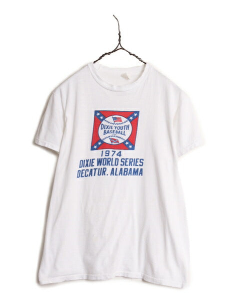 70s USA製 ベースボール 4段 染込み プリント Tシャツ M 小さめ XS 70年代 ヴィンテージ 当時物 フルーツオブザルーム シングルステッチ 白