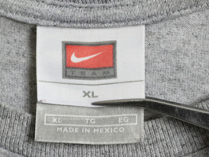00s ボーイズ XL メンズ S 程■ ナイキ センター スウッシュ 3段 プリント 半袖 Tシャツ/ 古着 00年代 オールド NIKE 霜降り グレー 杢灰