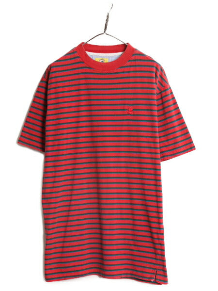 90s ダックヘッド ボーダー 半袖 Tシャツ メンズ XL / 90年代 オールド DUCK HEAD ヘビーウェイト マルチカラー ワンポイント 大きいサイズ