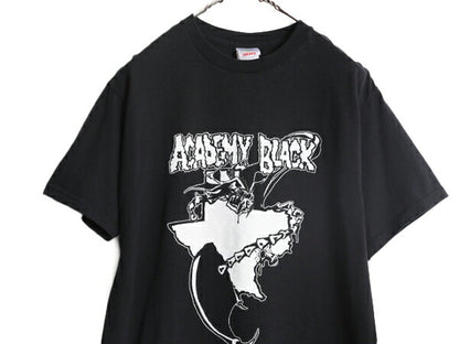 00s バンド グラフィック イラスト プリント Tシャツ メンズ M 00年代 オールド ロック 音楽 音物 ヘビーウェイト ブラック モノトーン 黒