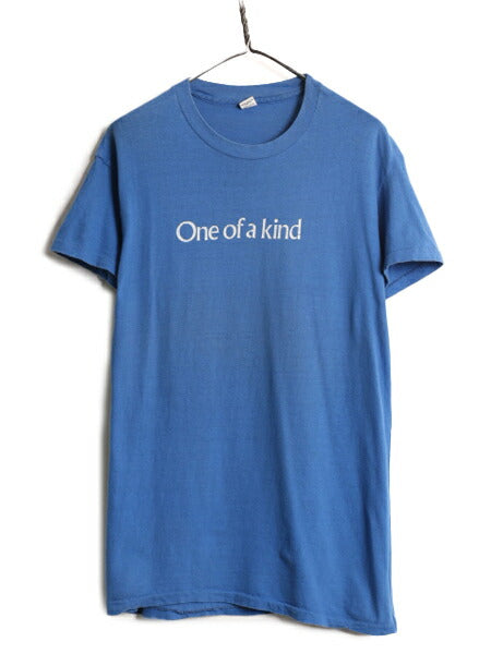 70s メッセージ プリント Tシャツ メンズ XL 小さめ M 程/ 70年代 ヴィンテージ 100% コットン ジョーク グラフィック シングルステッチ 青