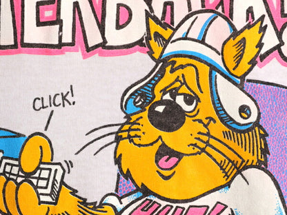 80s USA製 フットボール ジョーク イラスト プリント Tシャツ メンズ M / 80年代 ヴィンテージ アメフト キャラクター シングルステッチ 白