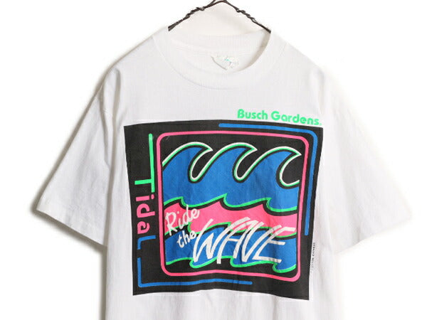 80s USA製 アート イラスト プリント Tシャツ メンズ L 古着 ヴィンテージ 企業 当時物 グラフィック シングルステッチ ヘビーウェイト 白