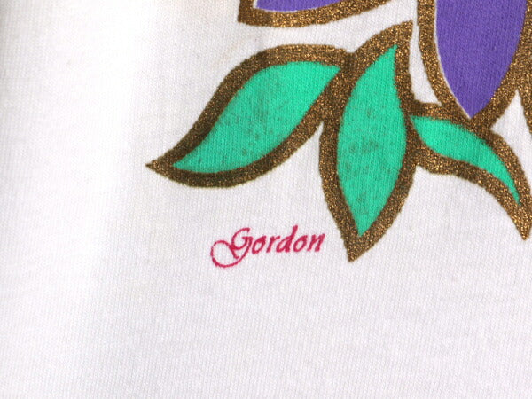 90s USA製 フラワー アート イラスト プリント Tシャツ メンズ レディース L / 古着 90年代 オールド 花 グラフィック シングルステッチ 白