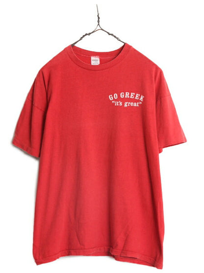 60s 70s USA製 スプルース メッセージ プリント XL メンズ 小さめ L 60年代 70年代 ヴィンテージ SPRUCE ワンポイント シングルステッチ 赤