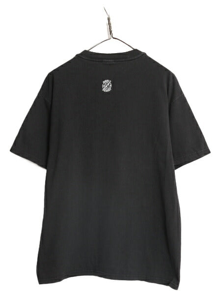 90s DON'T PANIC メッセージ プリント Tシャツ メンズ L / 古着 黒 90年代 オールド 当時物 プリントT レインボー ヘビーウェイト ブラック