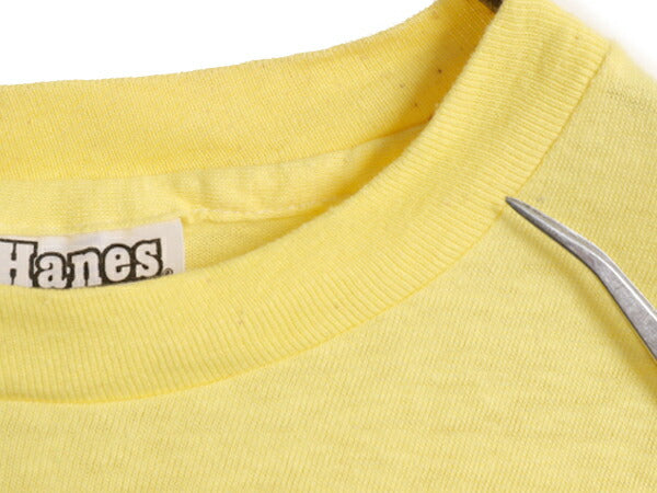 80s USA製 メッセージ プリント Tシャツ XL メンズ 小さめ L / 古着 80年代 ヴィンテージ 100% コットン グラフィック シングルステッチ 黄