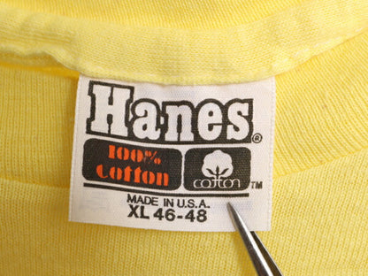 80s USA製 メッセージ プリント Tシャツ XL メンズ 小さめ L / 古着 80年代 ヴィンテージ 100% コットン グラフィック シングルステッチ 黄