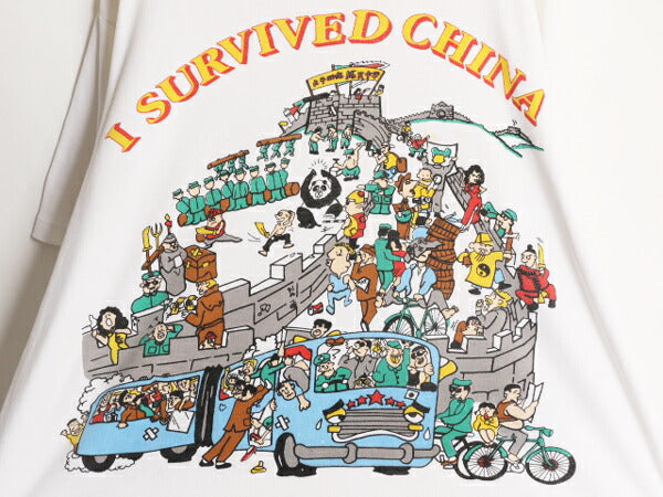 80s 90s チャイナ スーベニア イラスト プリント Tシャツ メンズ XL / 80年代 90年代 ヴィンテージ オールド グラフィック メッセージ 白