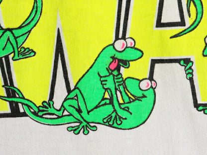 90s カメレオン 四十八手 イラスト プリント Tシャツ メンズ XL / 90年代 当時物 エロ SEX キャラクター グラフィック シングルステッチ 白