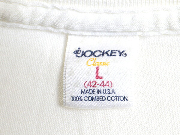 80s 90s USA製 ■ JOCKEY Vネック 無地 半袖 Tシャツ ( L メンズ 小さめ M ) 古着 80年代 90年代 ジョッキー シングルステッチ ホワイト 白