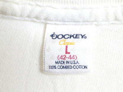 80s 90s USA製 ■ JOCKEY Vネック 無地 半袖 Tシャツ ( L メンズ 小さめ M ) 古着 80年代 90年代 ジョッキー シングルステッチ ホワイト 白
