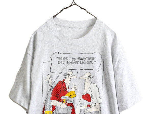 80s ■ ジョーク イラスト プリント 半袖 Tシャツ メンズ L 程/ 古着 80年代 ビンテージ 当時物 キャラクター イラスト シングルステッチ