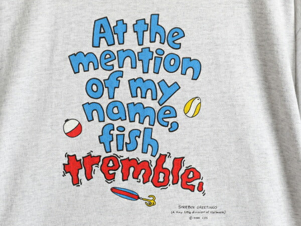 90s USA製 ■ フィッシング ジョーク メッセージ プリント Tシャツ メンズ XL / 90年代 オールド 釣り イラスト 当時物 ヘビーウェイト 灰