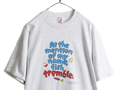 90s USA製 ■ フィッシング ジョーク メッセージ プリント Tシャツ メンズ XL / 90年代 オールド 釣り イラスト 当時物 ヘビーウェイト 灰