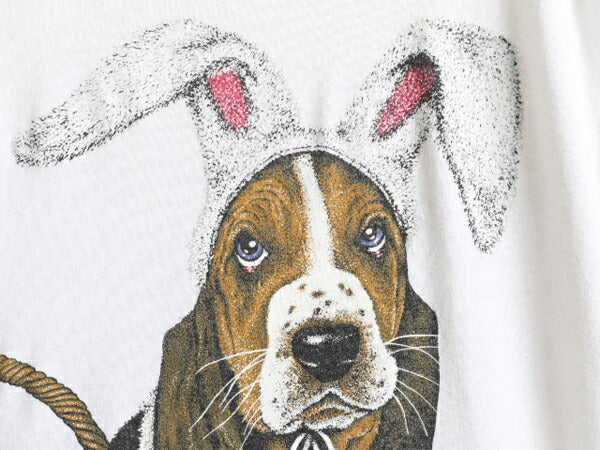 90s USA製 ■ ドッグ アート イラスト プリント Tシャツ メンズ レディース S 犬 90年代 オールド アニマル イラスト シングルステッチ 白