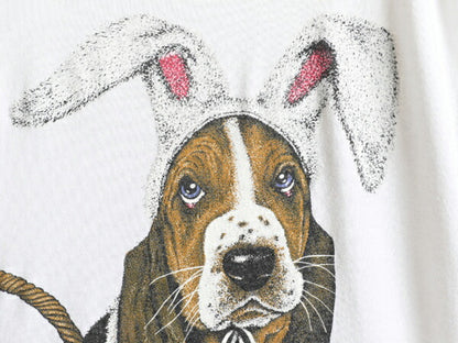 90s USA製 ■ ドッグ アート イラスト プリント Tシャツ メンズ レディース S 犬 90年代 オールド アニマル イラスト シングルステッチ 白