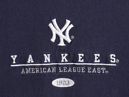 USA製 大きいサイズ XL ■ MLB オフィシャル ニューヨーク ヤンキース ロゴ刺繍 前V 半袖 Tシャツ ( メンズ )古着 ラッセル ヘビーウェイト